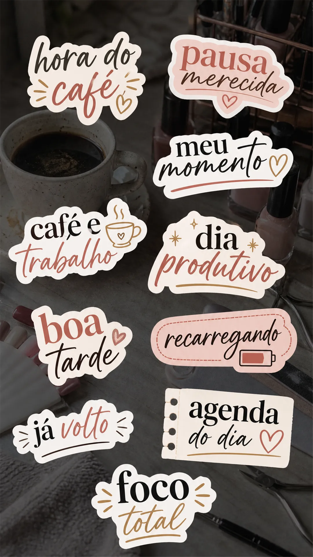 Story real cheio de figurinhas do pack sobre foto do dia a dia